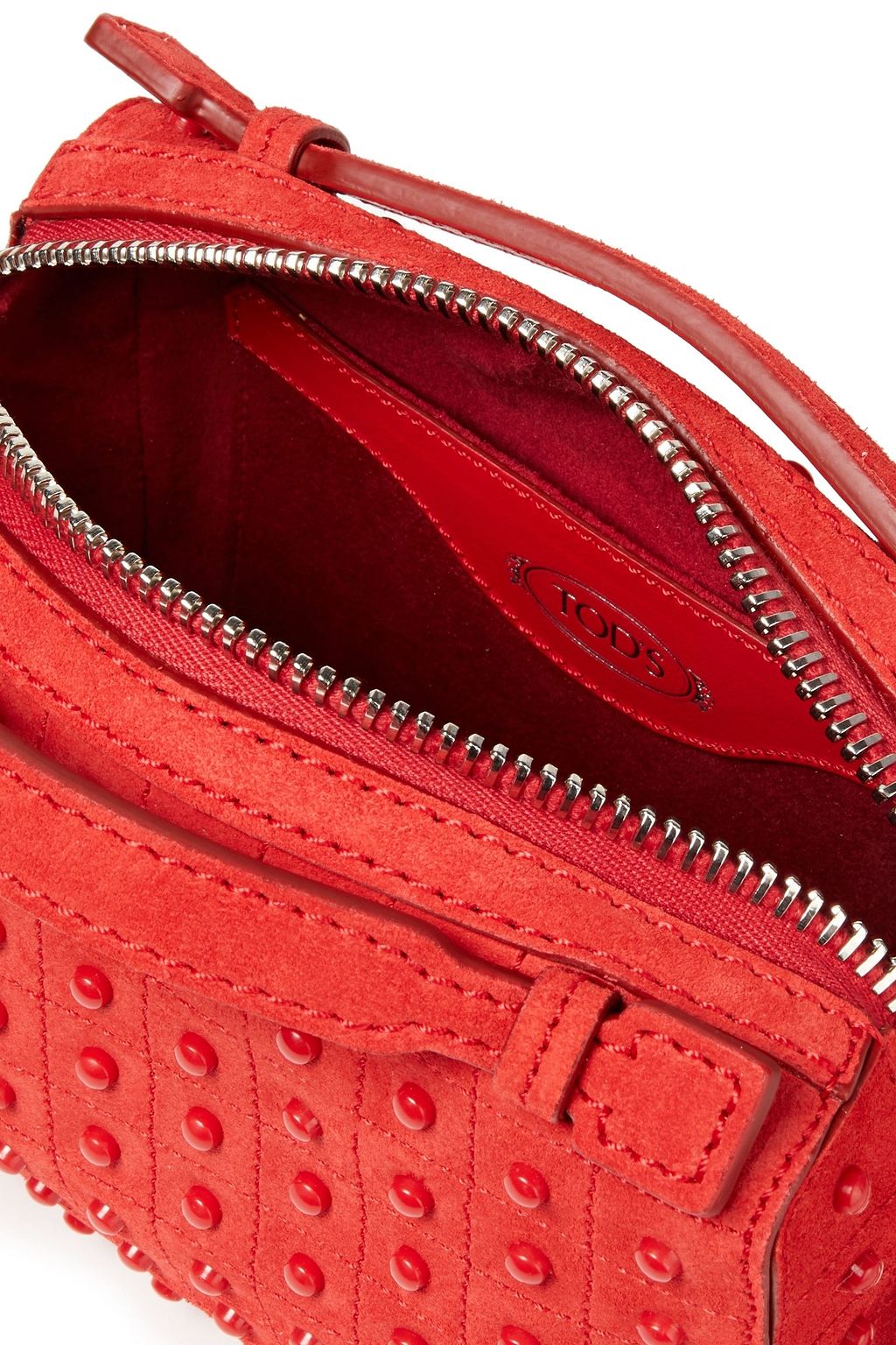 TOD'S Studded quilted suede shoulder bag
