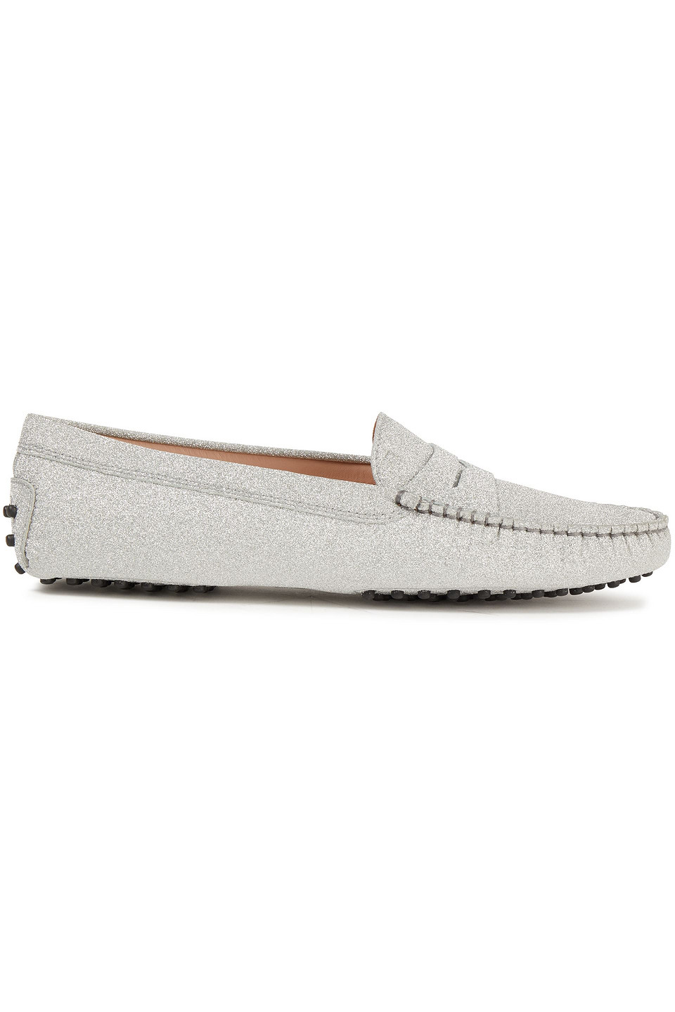 Tod's - Gommino glittered leather loafers - Metallic - EU 35