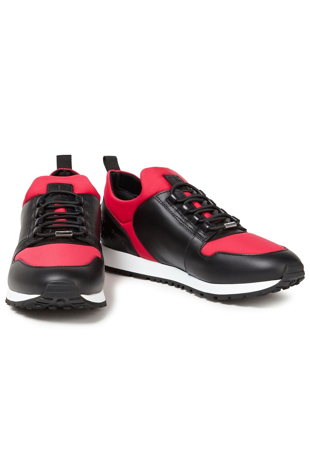 TOD'S Paneled two-tone neoprene and leather sneakers