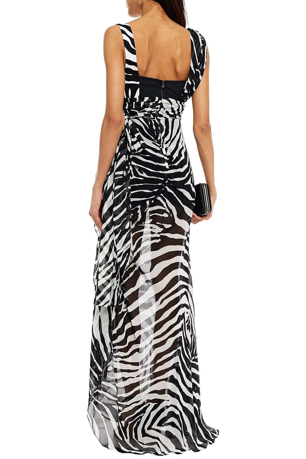 DOLCE&GABBANA Wrap-effect zebra-print chiffon maxi dress