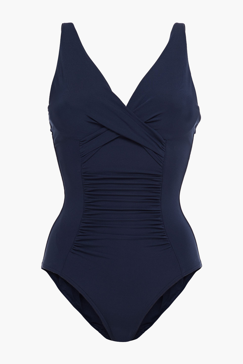 Jets Australia By Jessika Allen Woman Jetset Crossover Ruched Swimsuit Navy Size 10