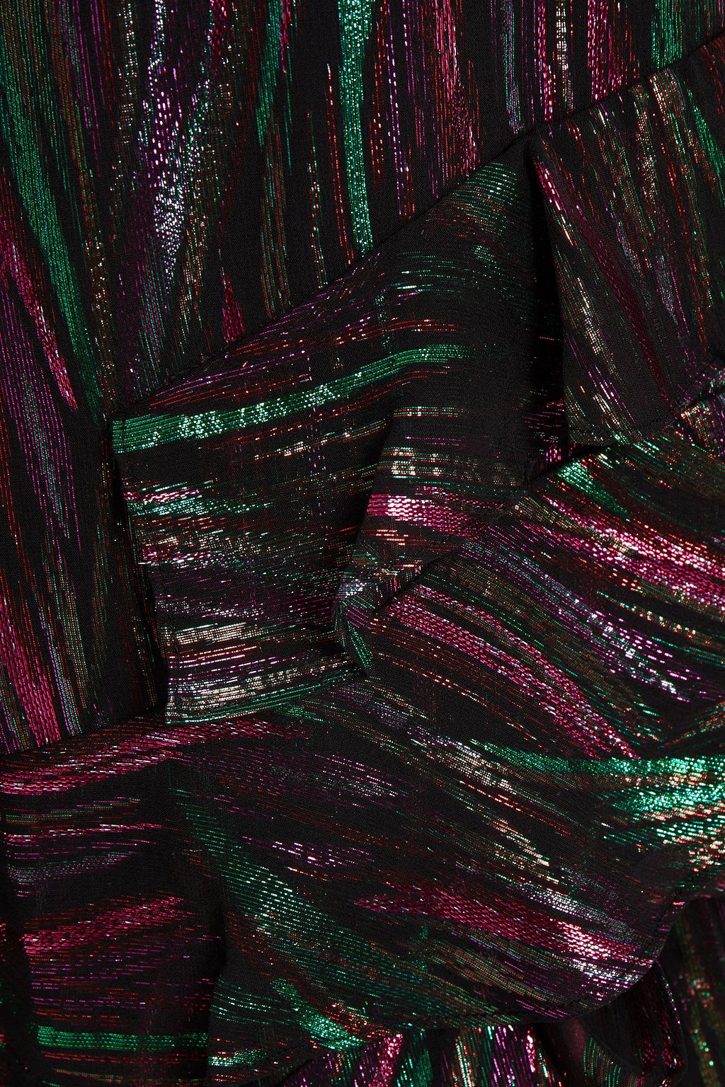 SALONI Alya Midikleid aus Chiffon aus einer Seidenmischung mit Fil Coupé, Metallic-Effekt und Rüschen