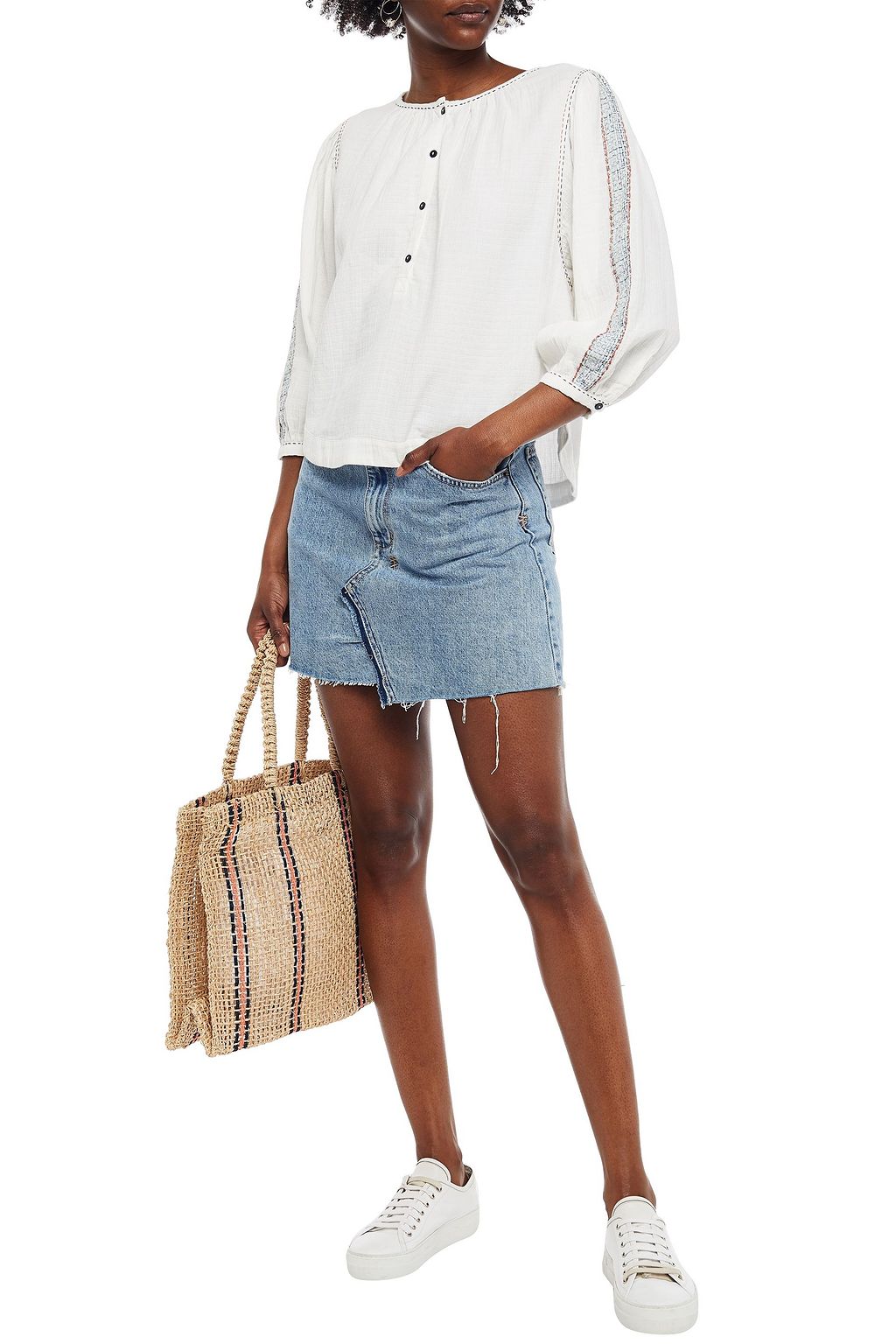 VELVET BY GRAHAM & SPENCER Gabby cotton-gauze blouse
