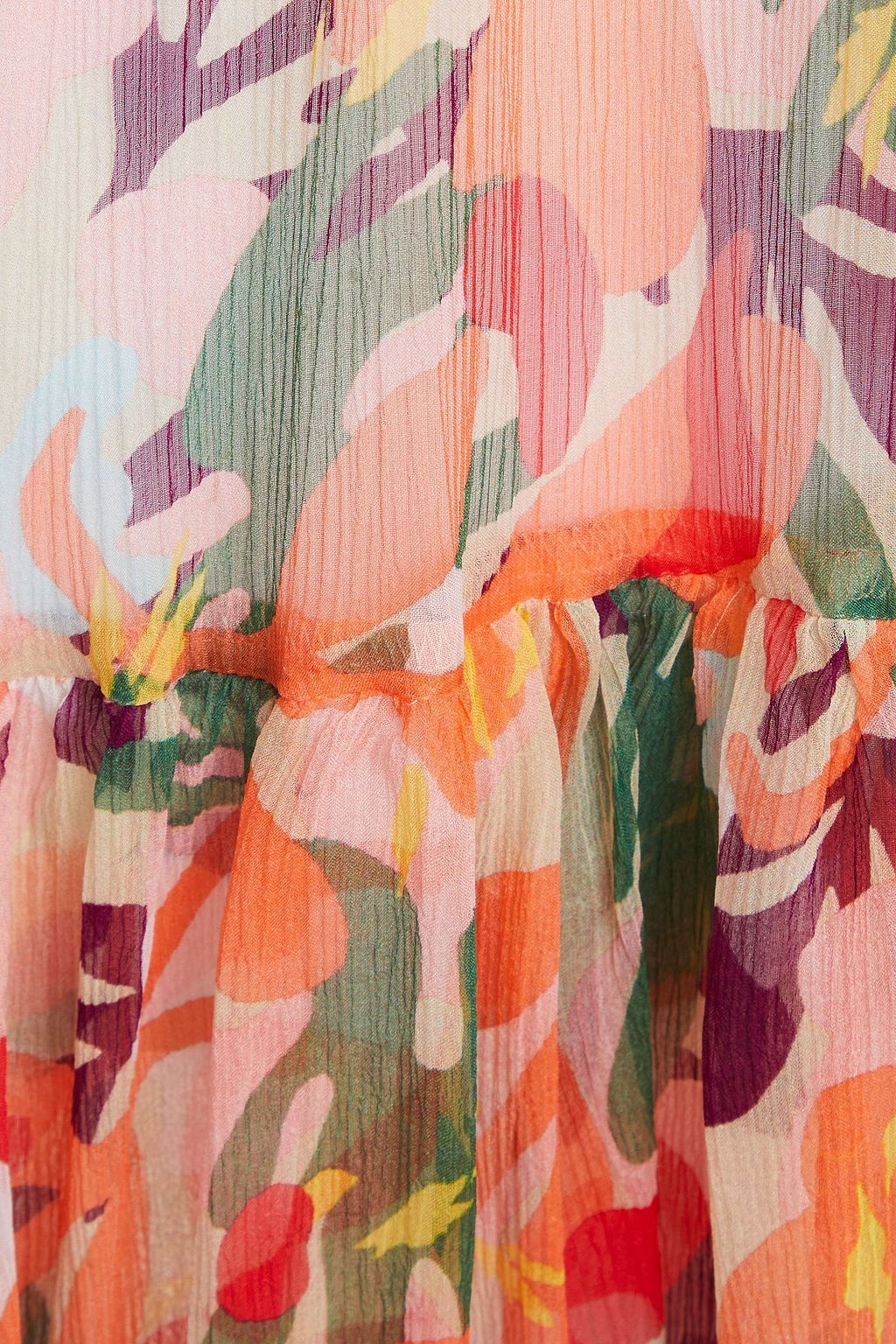 SALONI Nikki tiered printed silk-crepon robe