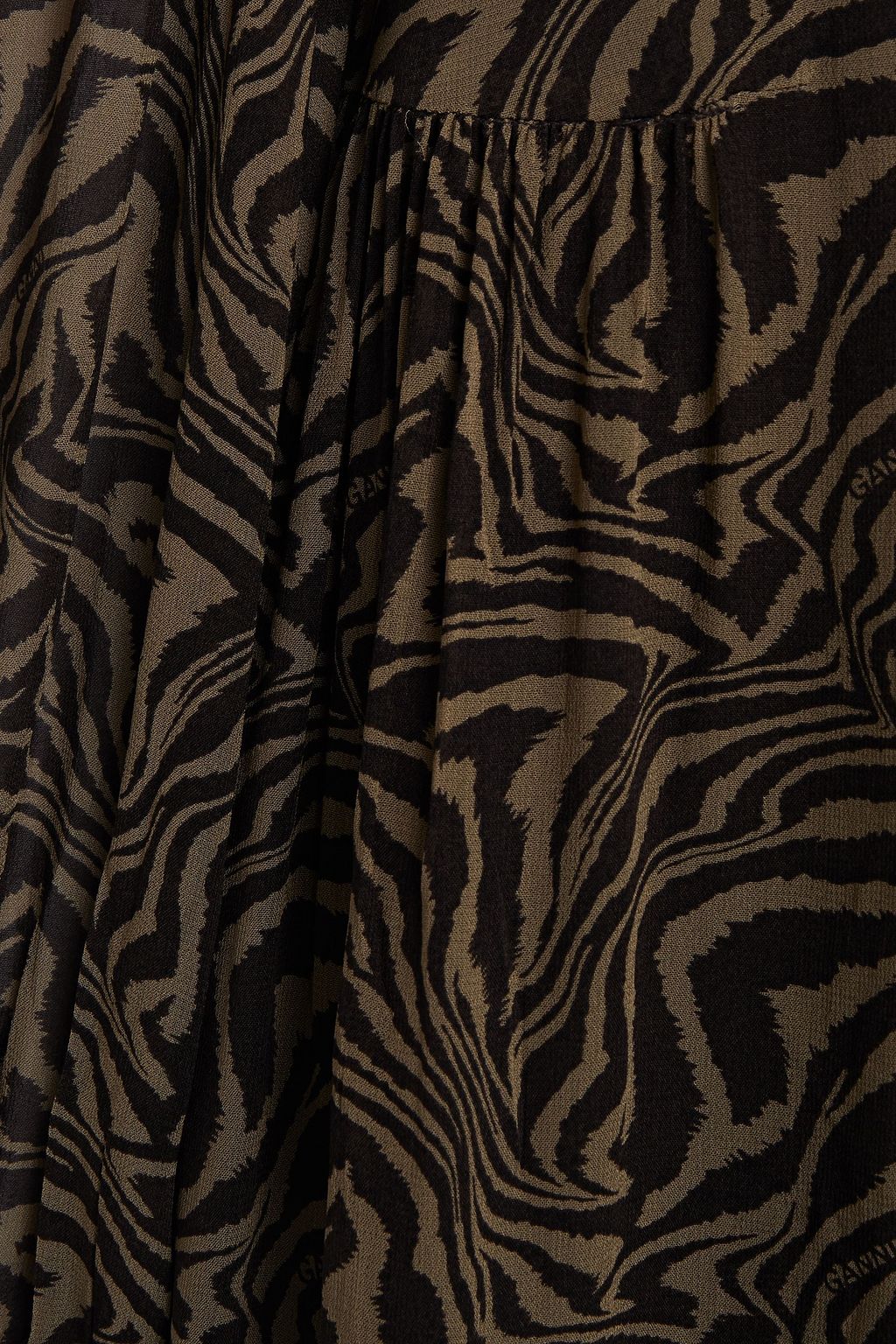 GANNI Gerafftes Minikleid aus Georgette mit floralem Print