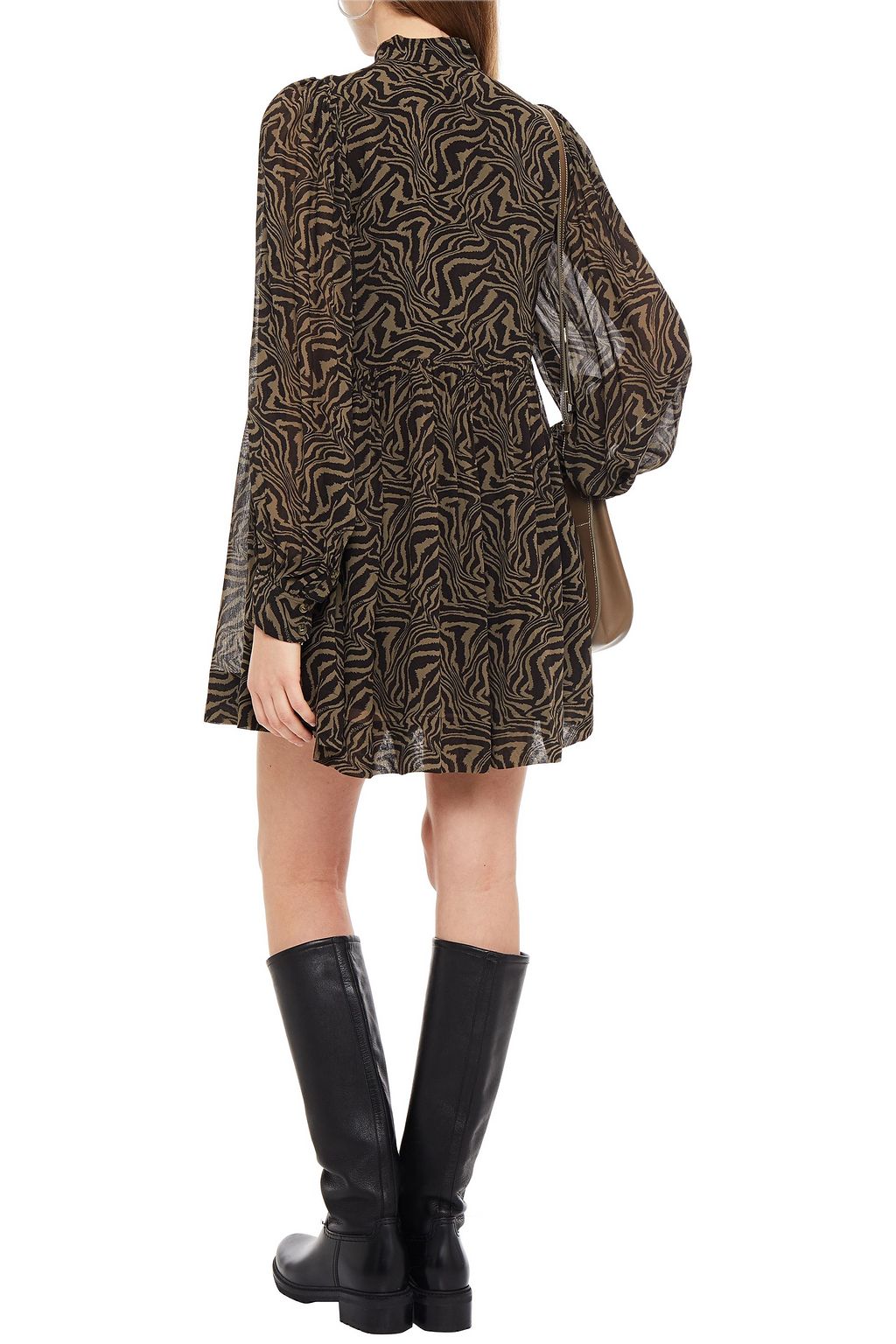 GANNI Gerafftes Minikleid aus Georgette mit floralem Print
