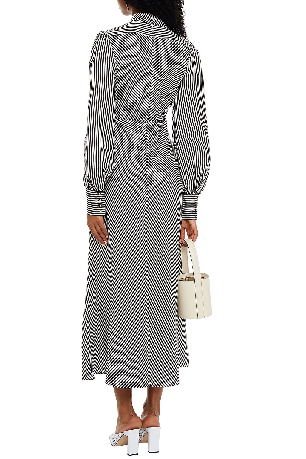ZIMMERMANN Striped satin-twill midi dress