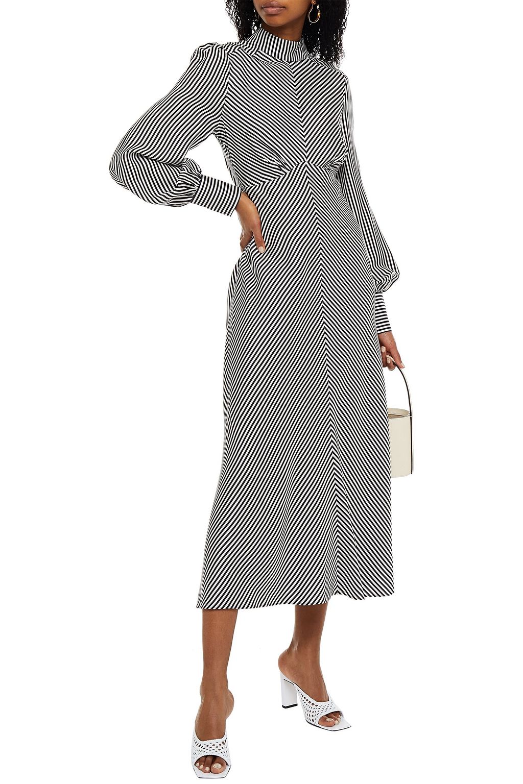 ZIMMERMANN Striped satin-twill midi dress