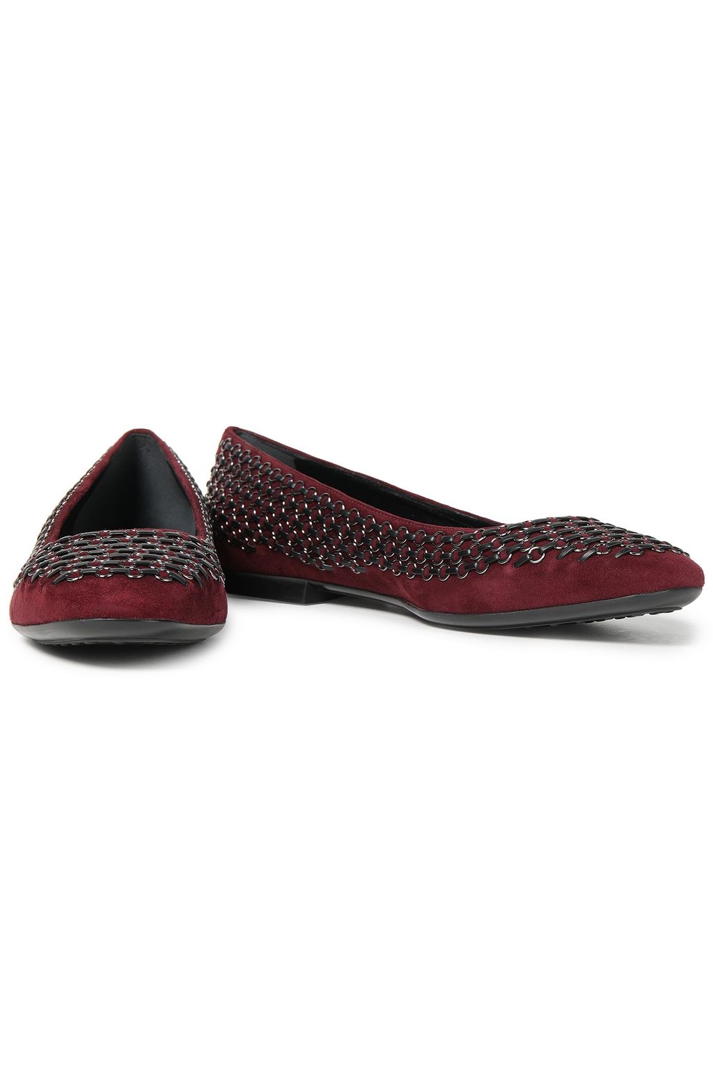 TOD'S Embellished suede ballet flats