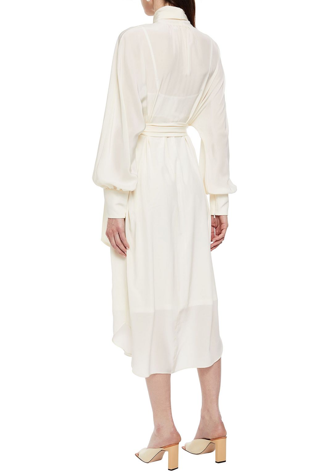 ZIMMERMANN Batwing pussy-bow belted silk crepe de chine midi dress