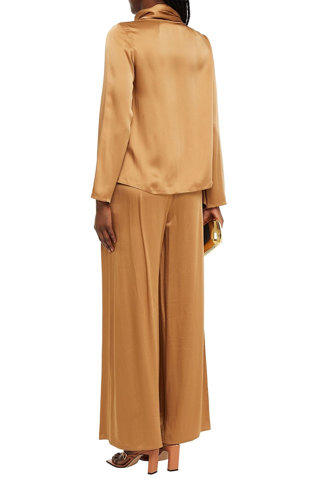 LAPOINTE Draped satin-crepe top