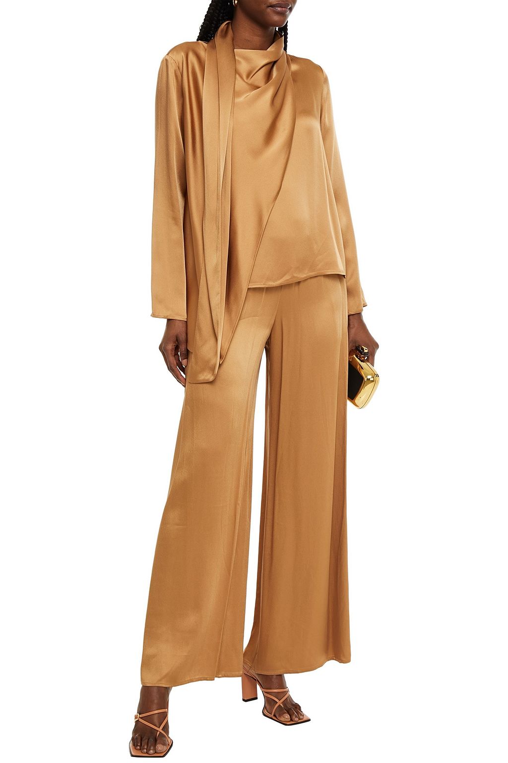 LAPOINTE Draped satin-crepe top