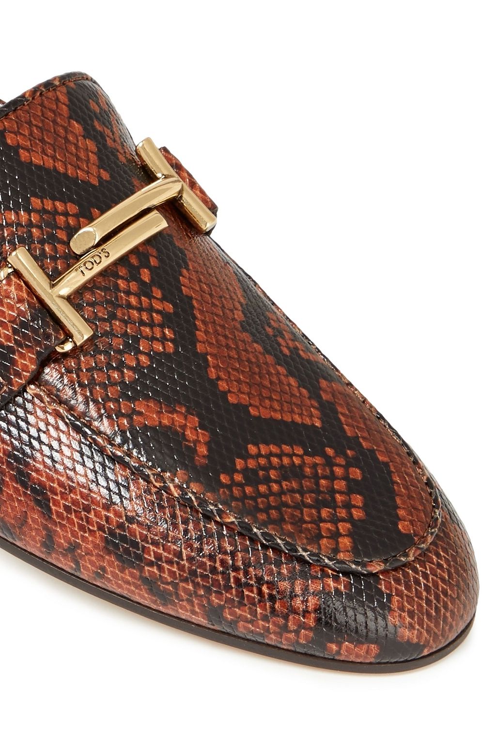 TOD'S Double T snake-effect leather loafers
