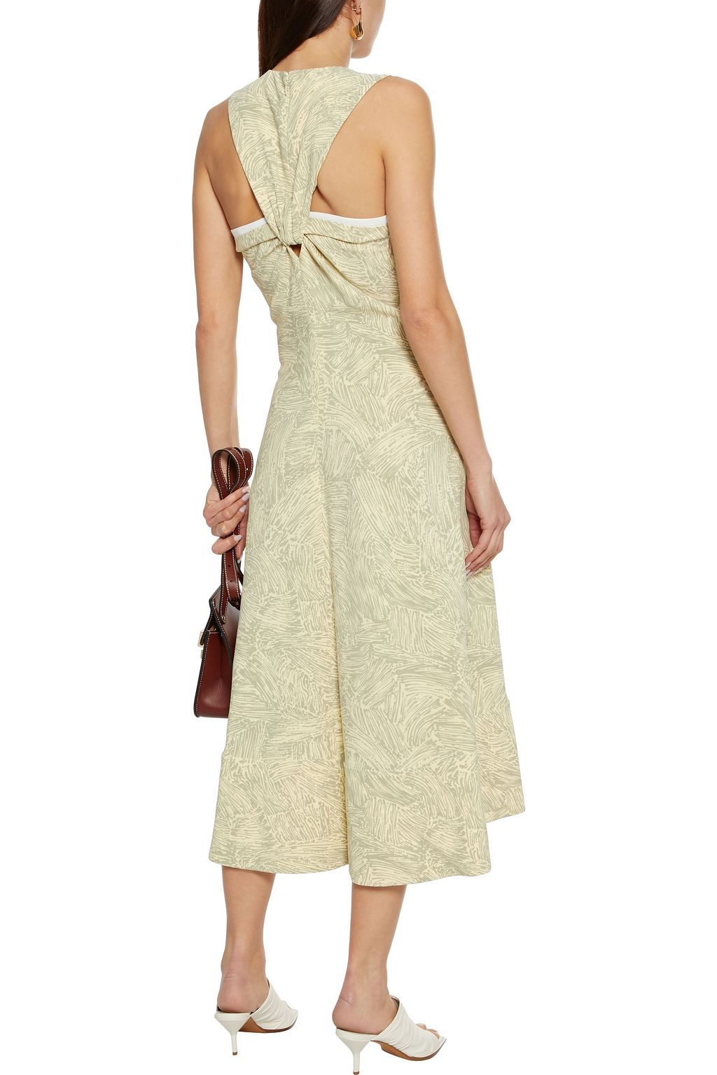 PROENZA SCHOULER Knotted printed stretch-cady midi dress