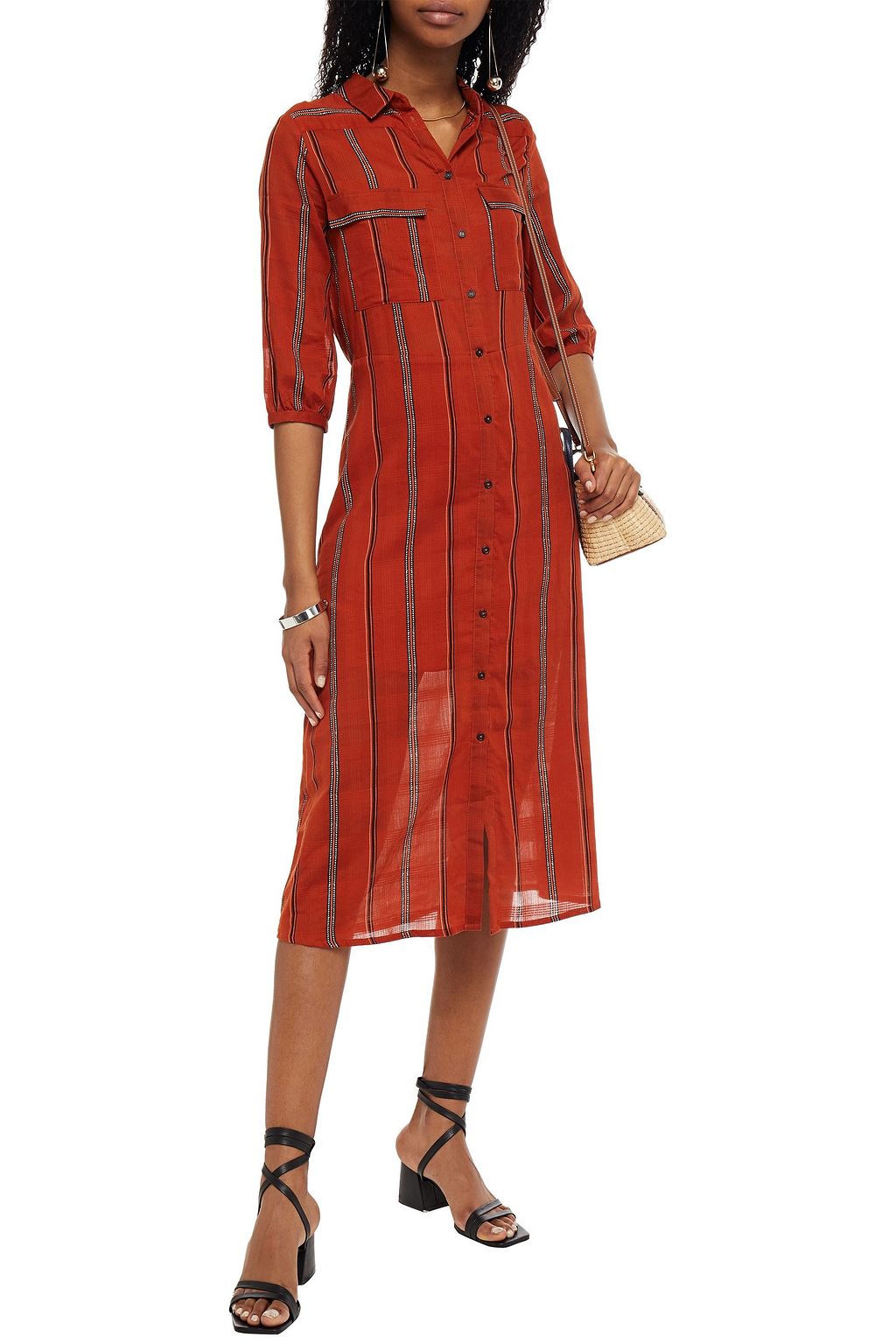 BA&SH Kinda printed cotton-jacquard midi shirt dress