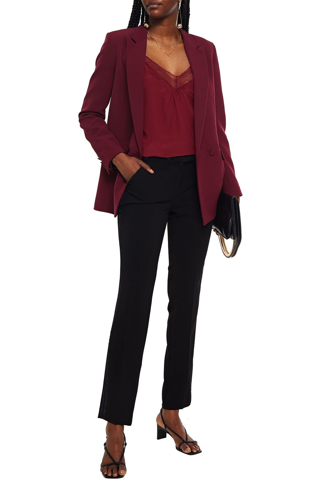 BA&SH Katlyn satin-trimmed crepe tapered pants
