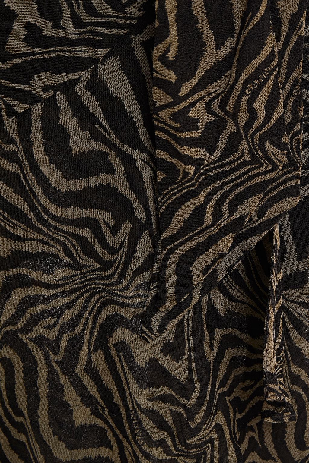 GANNI Ruffled tiger-print georgette wrap dress