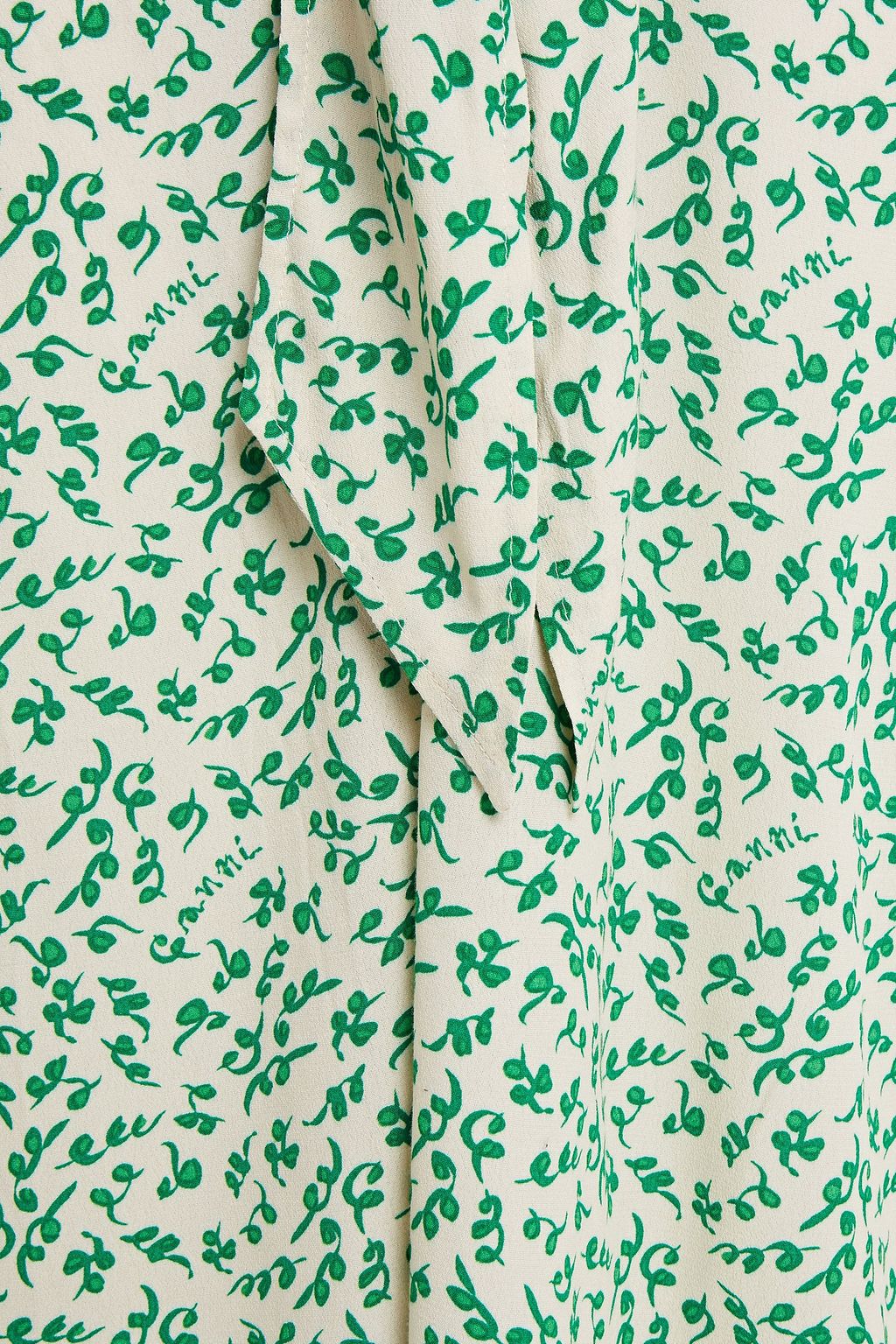 GANNI Knotted printed crepe midi skirt