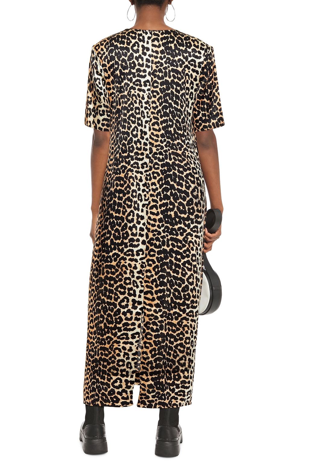 GANNI Leopard-print stretch-silk satin maxi dress | THE OUTNET