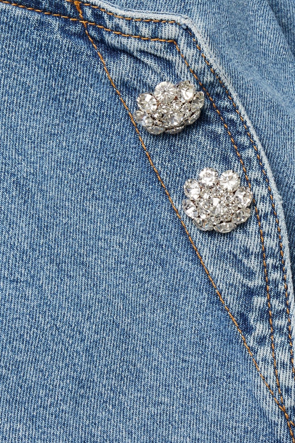 GANNI Crystal-embellished denim wrap jacket