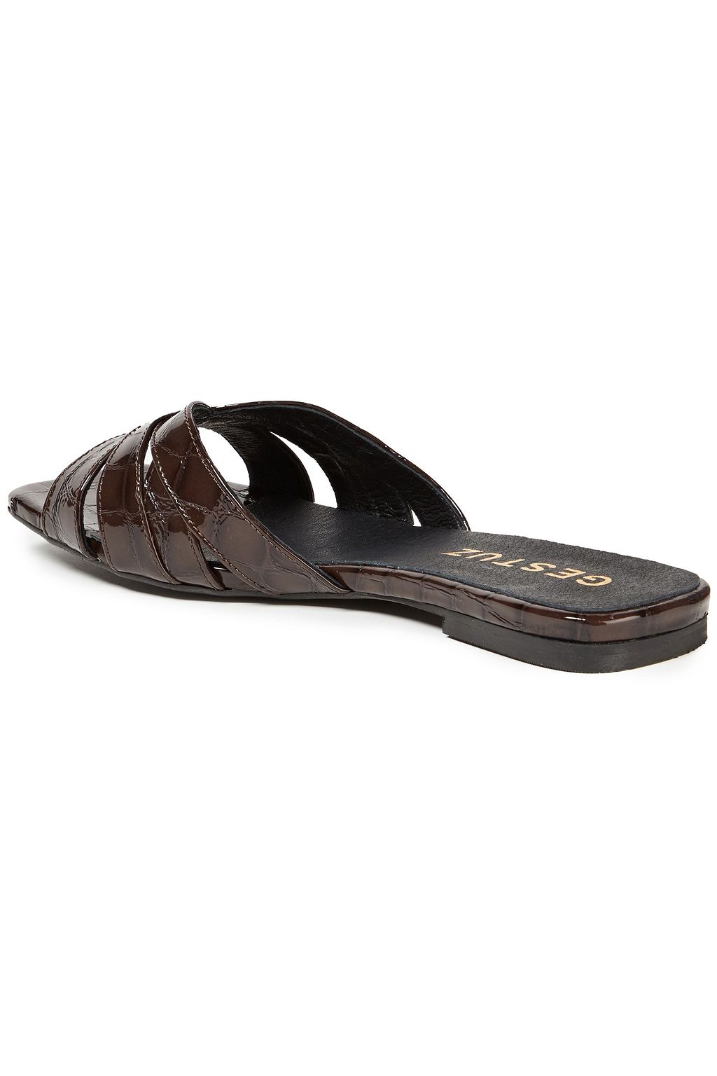 GESTUZ Croc-effect leather slides