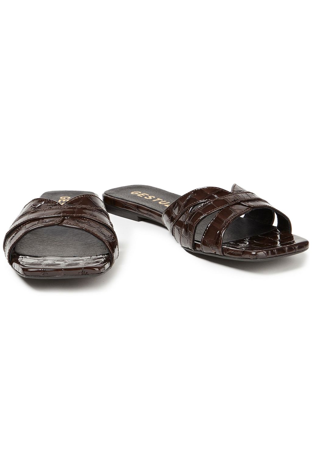 GESTUZ Croc-effect leather slides