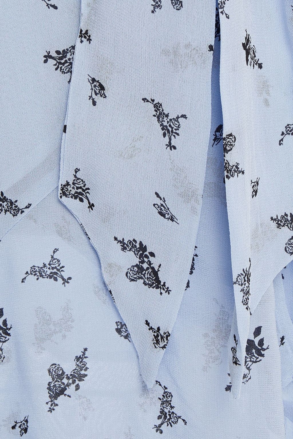GANNI Ruffled floral-print georgette midi wrap dress
