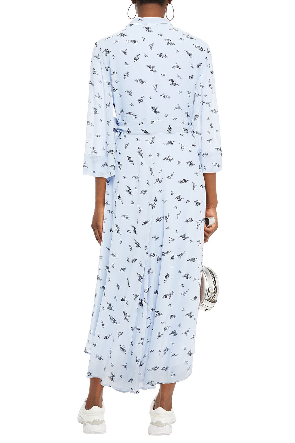 GANNI Floral-print georgette midi wrap dress