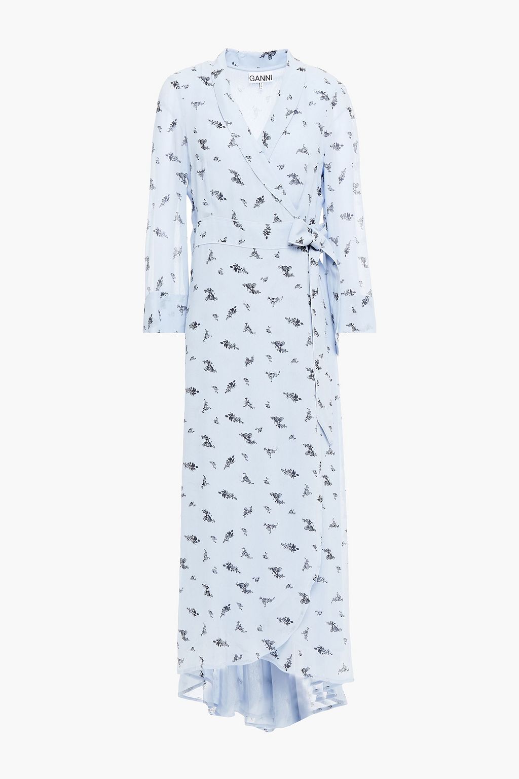 light blue midi wrap dress