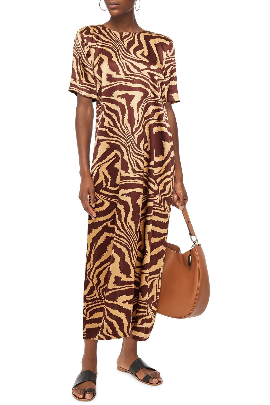 GANNI Leopard-print stretch-silk satin maxi dress