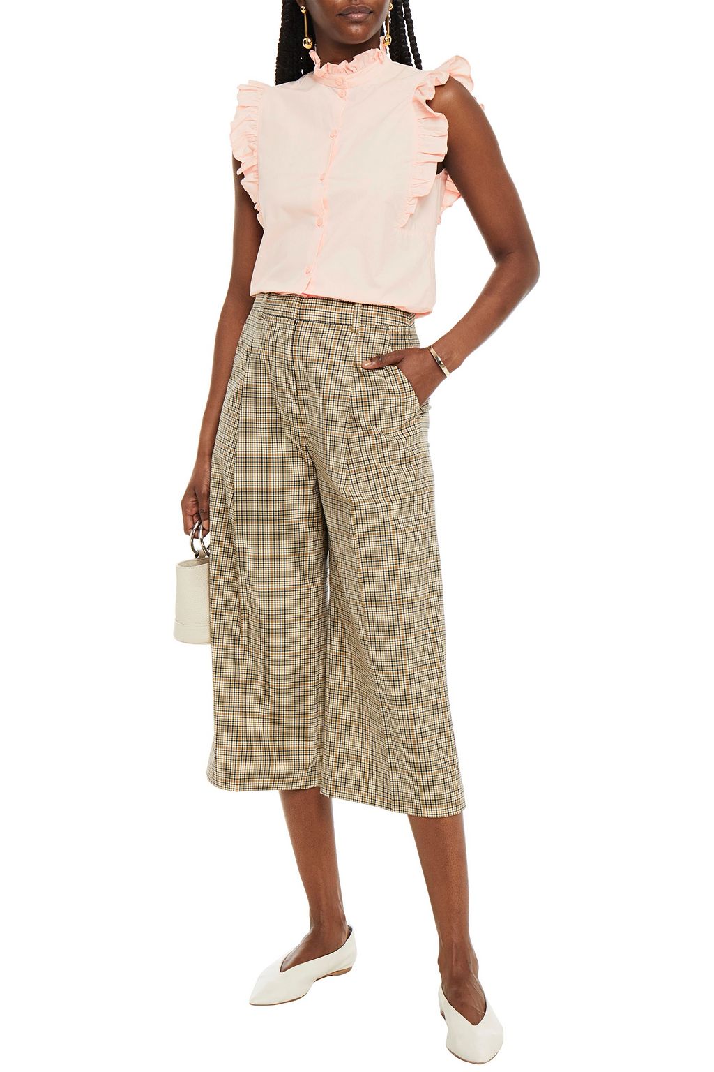 BAUM UND PFERDGARTEN Medora ruffle-trimmed cotton-poplin top