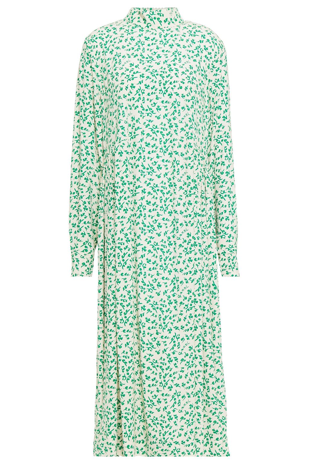 Creme Gerafftes Midikleid Aus Crepe Mit Print Sale Bis Zu 70 Ganni The Outnet 