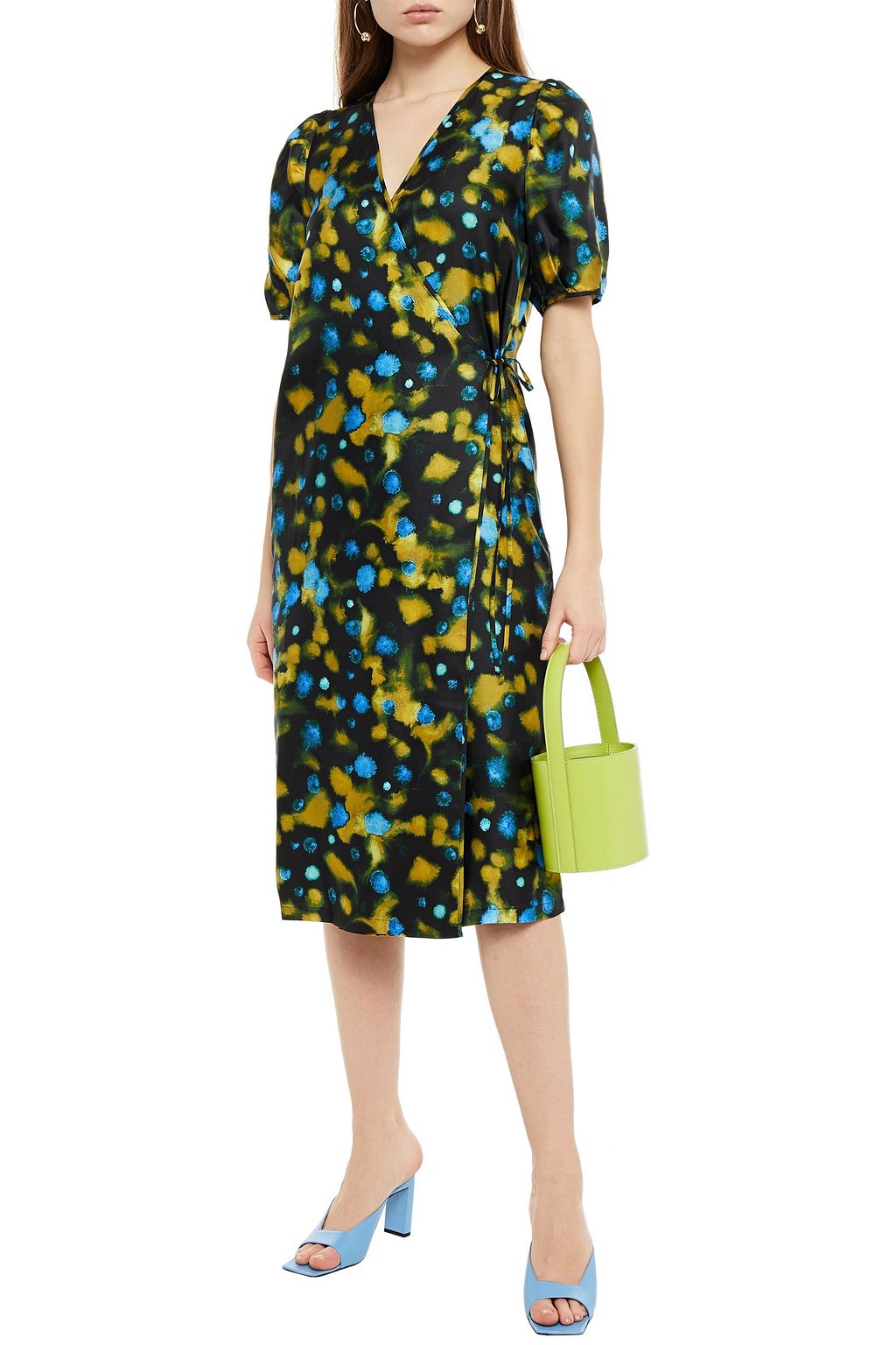 BAUM UND PFERDGARTEN Anastasia floral-print silk-satin twill midi wrap dress