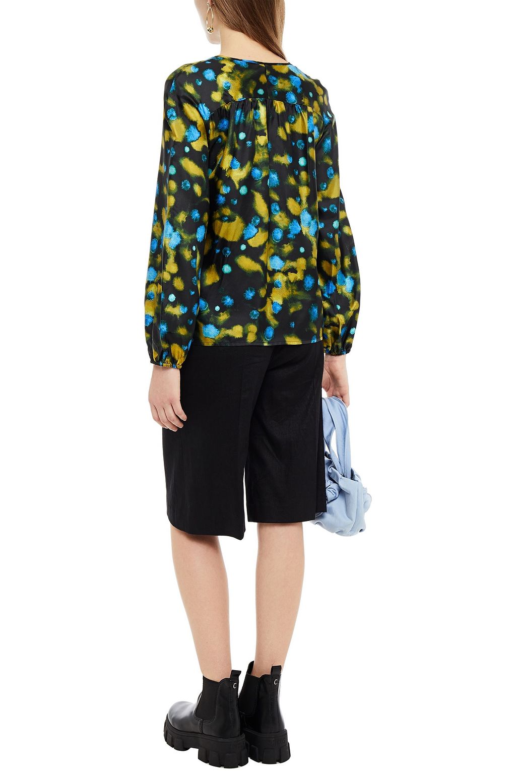 BAUM UND PFERDGARTEN Mannon floral-print silk-satin twill wrap blouse
