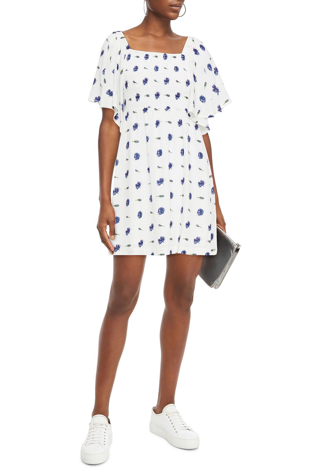 BAUM UND PFERDGARTEN Atena shirred leopard-print crepe mini dress
