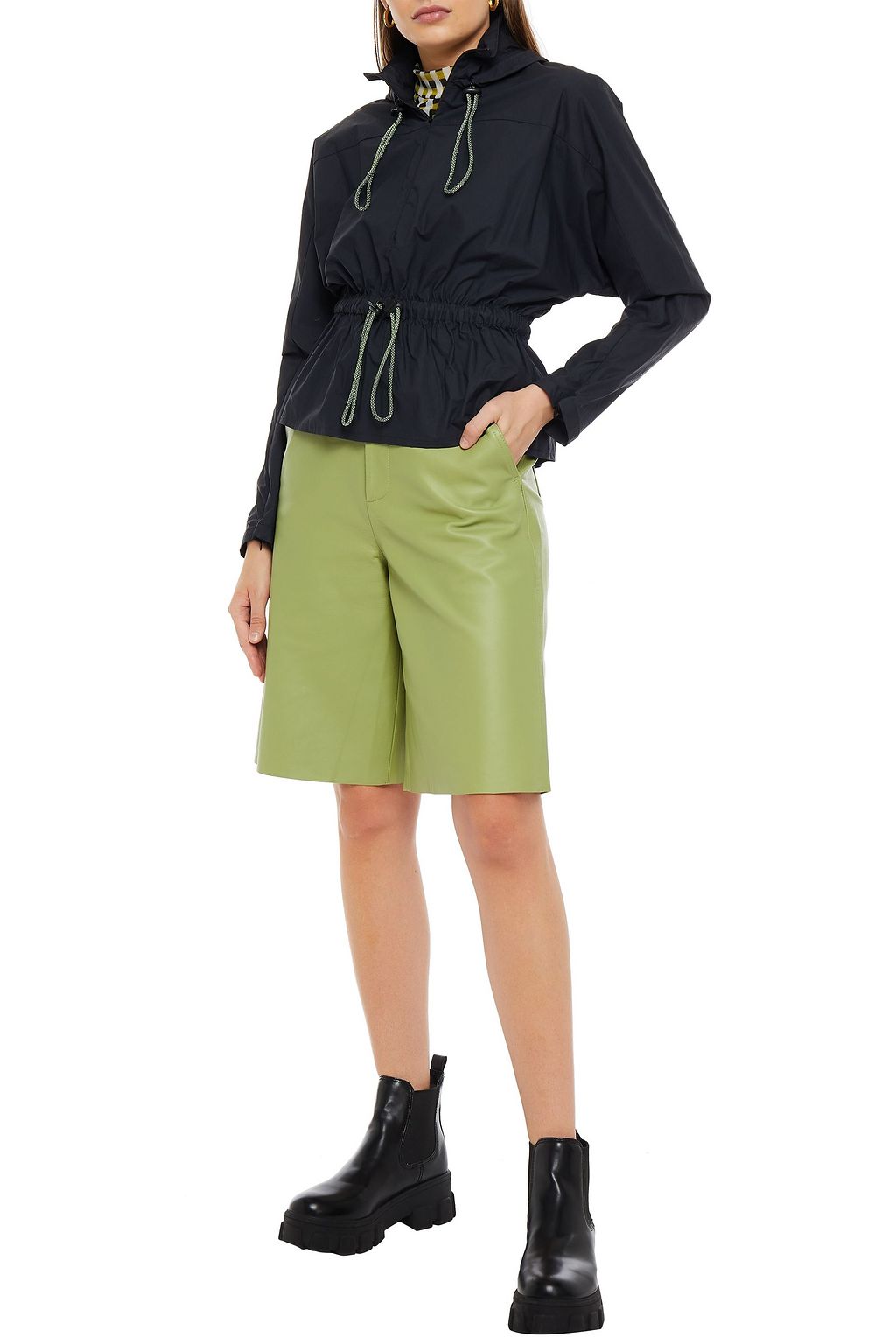 BAUM UND PFERDGARTEN Bonetta gathered two-tone cotton-poplin hooded jacket