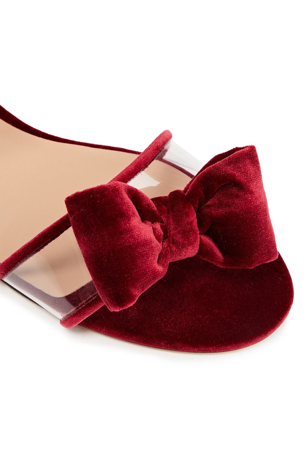 VALENTINO GARAVANI Bow-embellished velvet and PVC sandals