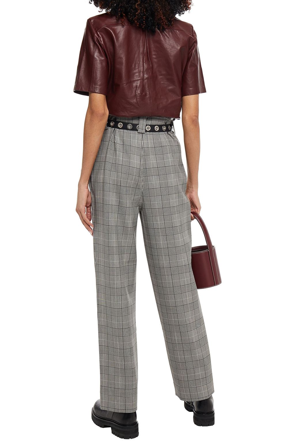 GANNI Prince of Wales checked woven straight-leg pants