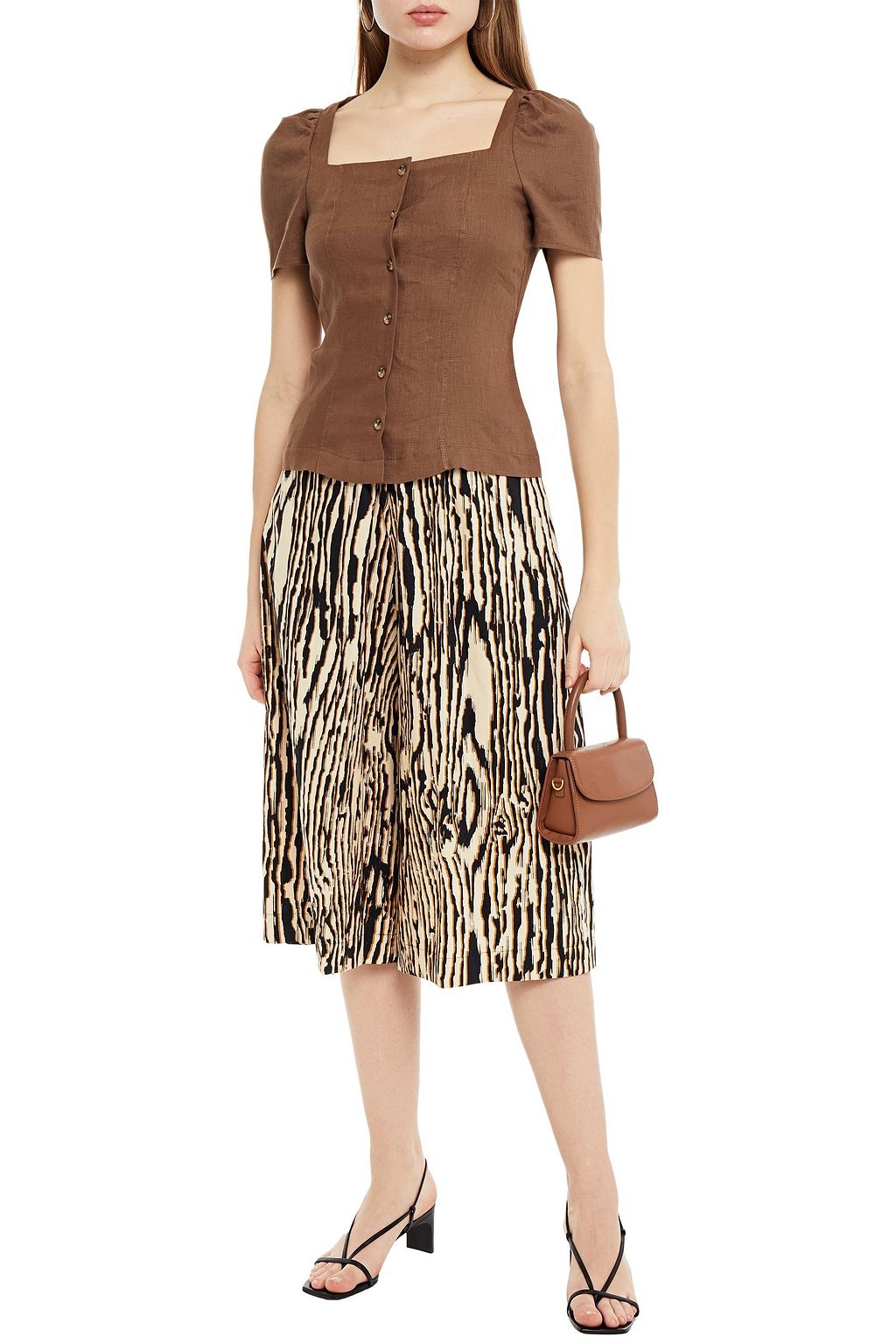 BAUM UND PFERDGARTEN Neama gathered printed cotton-poplin culottes