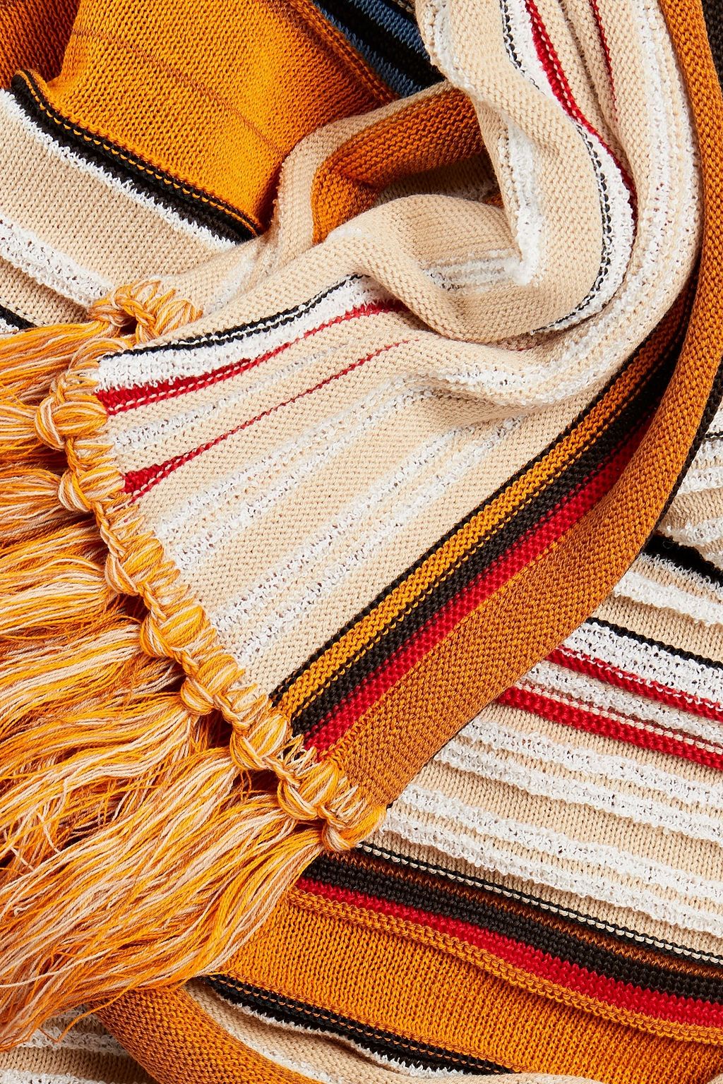 M MISSONI Fringed striped cotton-blend jacquard scarf