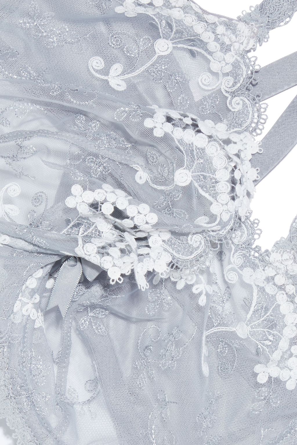 SIMONE PÉRÈLE Lace-trimmed embroidered tulle underwired bra