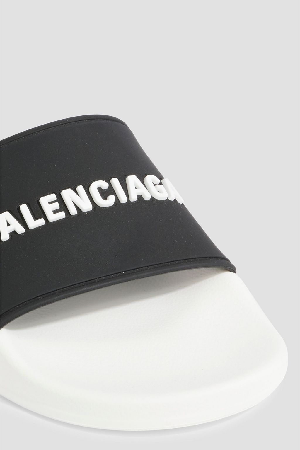 BALENCIAGA Two-tone logo-print rubber slides