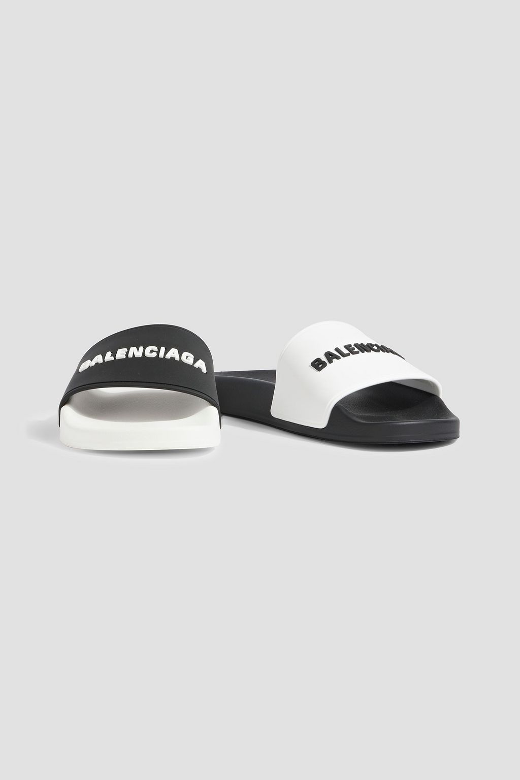 BALENCIAGA Two-tone logo-print rubber slides