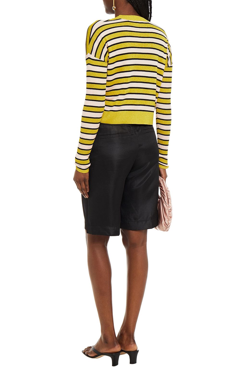 BAUM UND PFERDGARTEN Metallic striped Tencel-blend cardigan