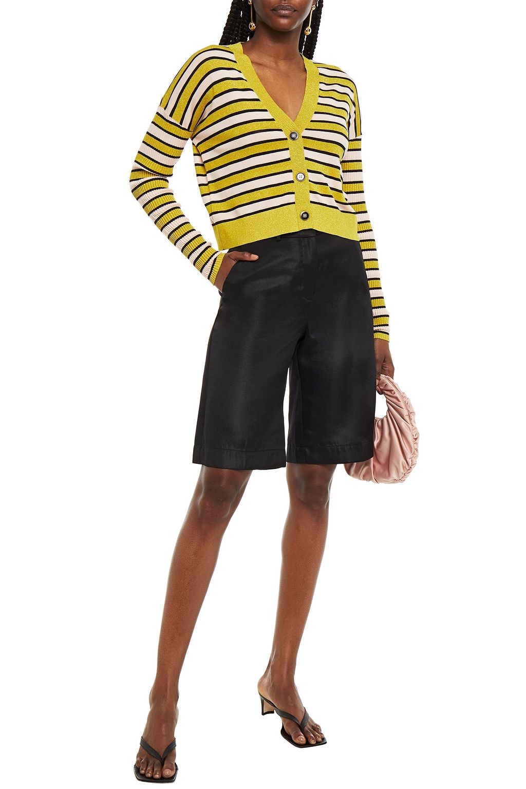 BAUM UND PFERDGARTEN Metallic striped Tencel-blend cardigan