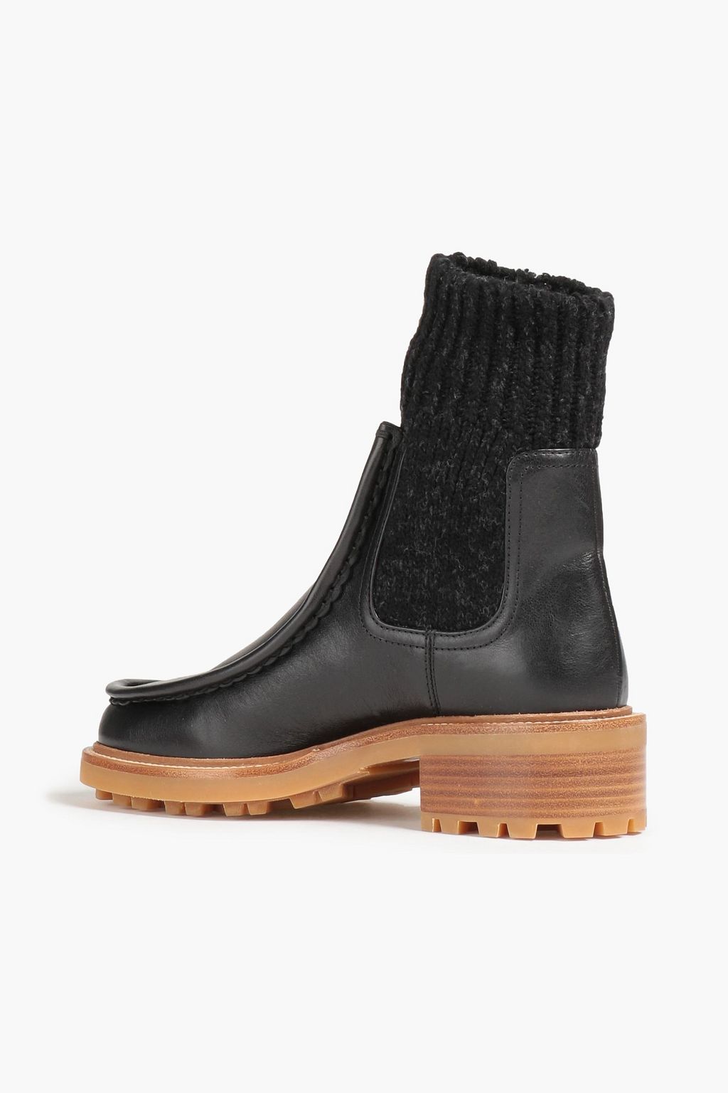 CHLOÉ Leather and stretch-knit ankle boots