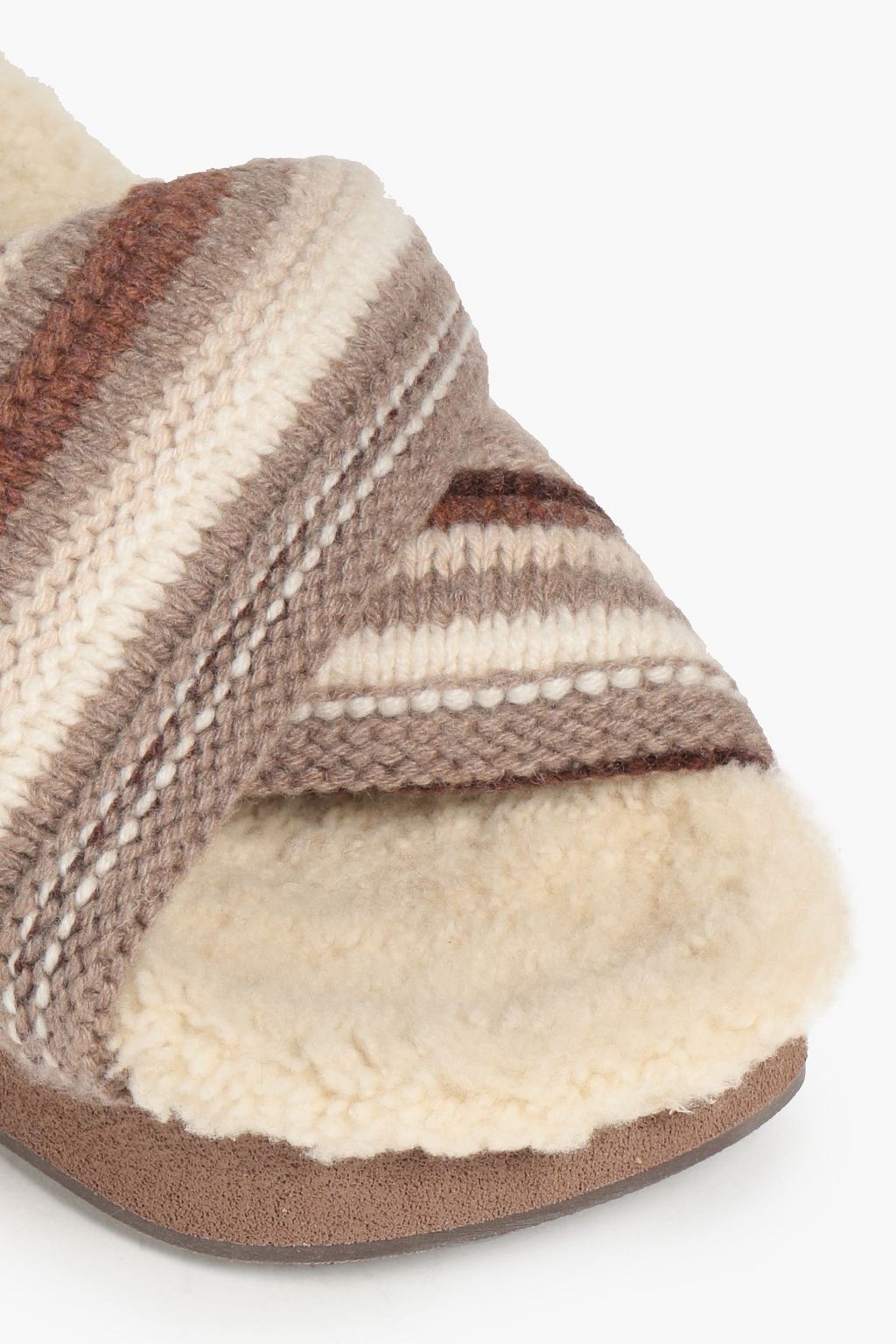 CHLOÉ Wavy striped crochet-knit cashmere slides