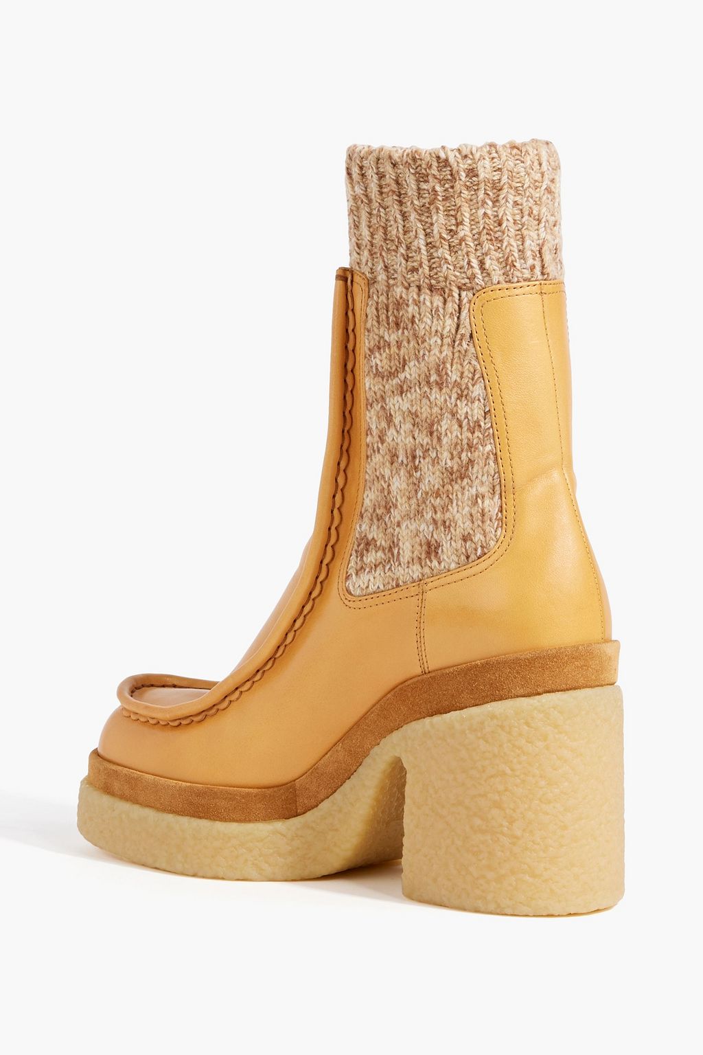 CHLOÉ Jamie ribbed-knit and leather platform Chelsea boots
