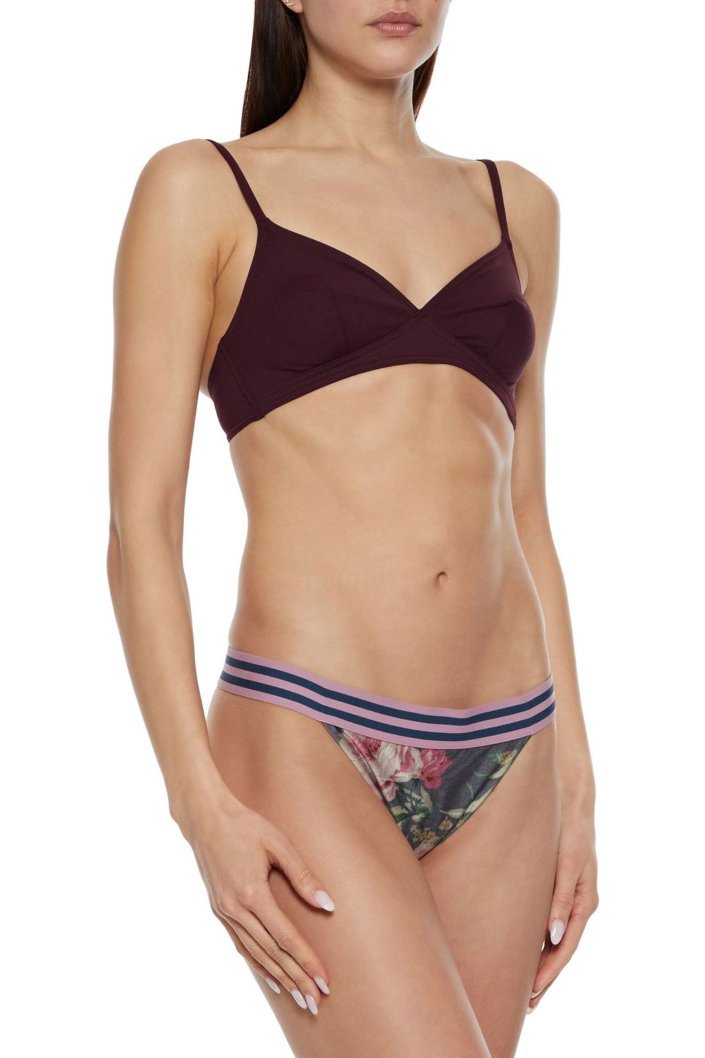 ZIMMERMANN Tief sitzendes Bikini-Höschen mit floralem Print und Metallic-Effekt