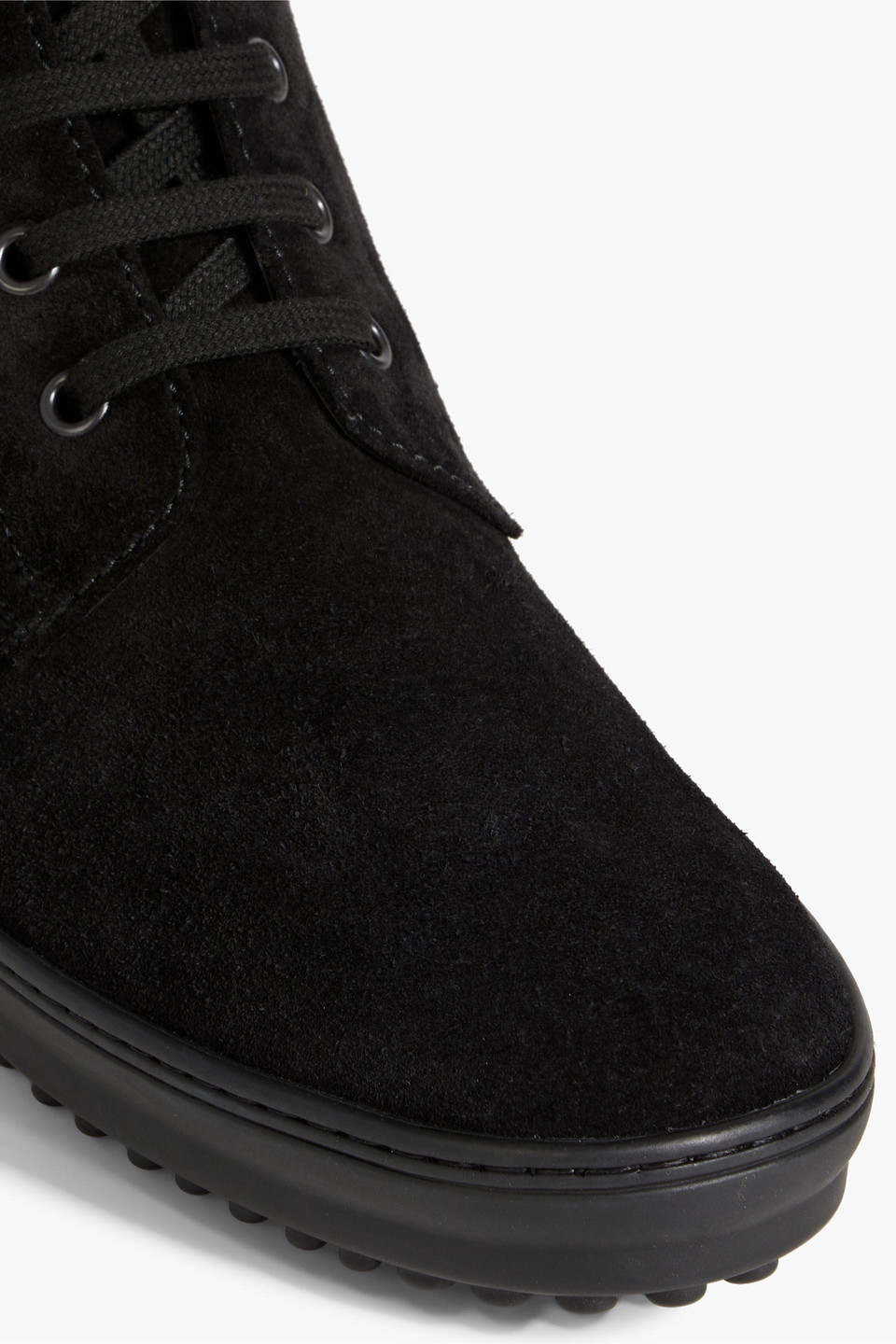 Tod's Lace-up Suede Boots In Black
